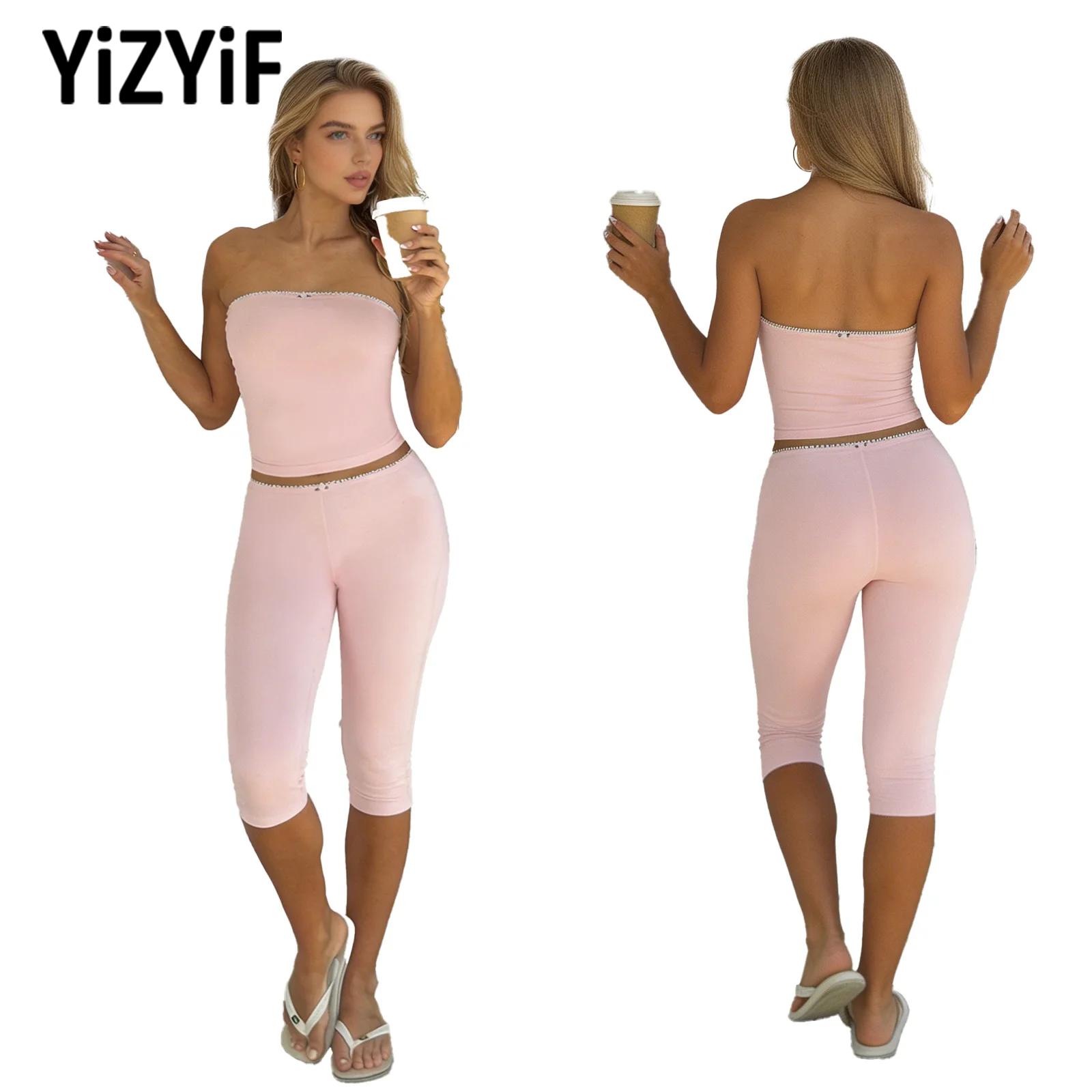 Pilates Yoga Outfit - Women Yoga Outfit Strapless Tube Top