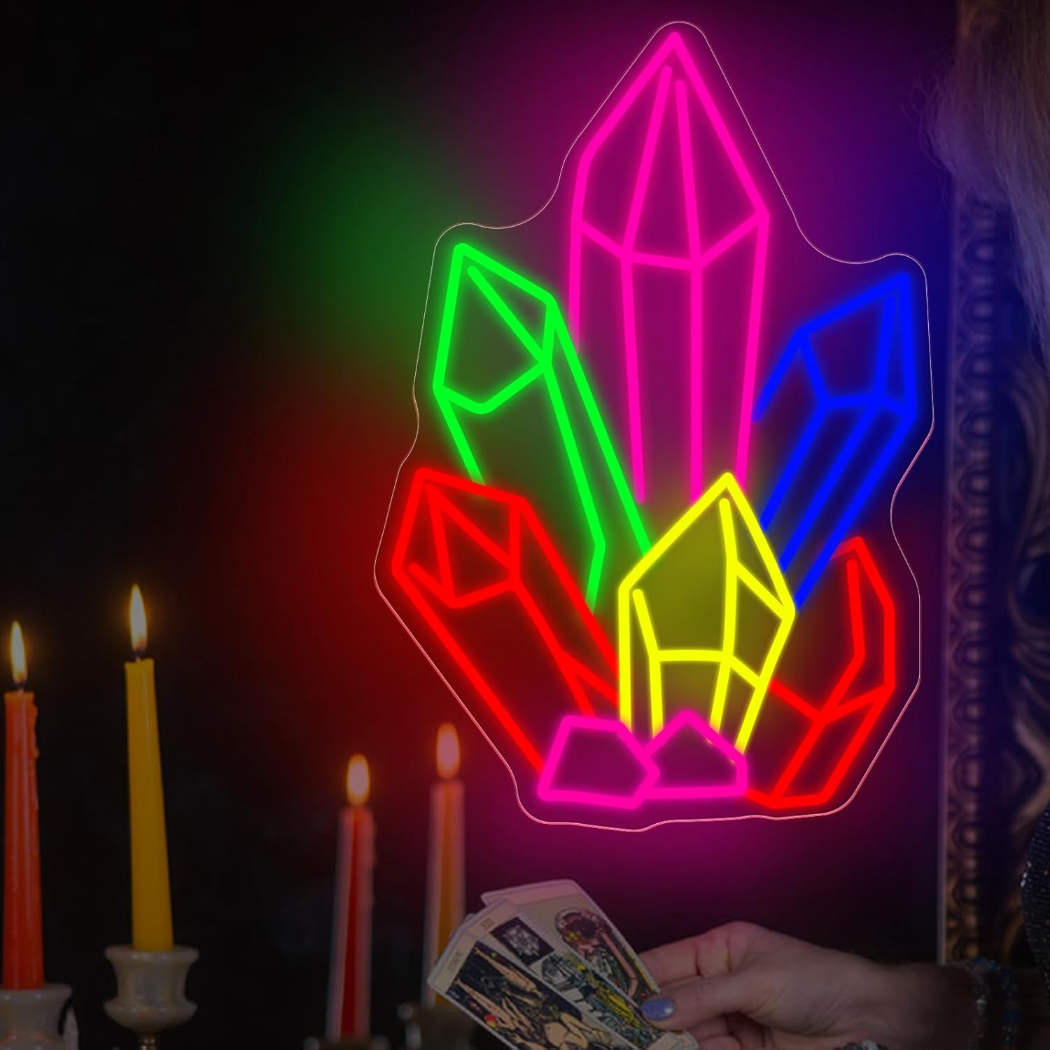 Pilates And Yoga Studio - Crystals Stones Tarot Neon Sign USB