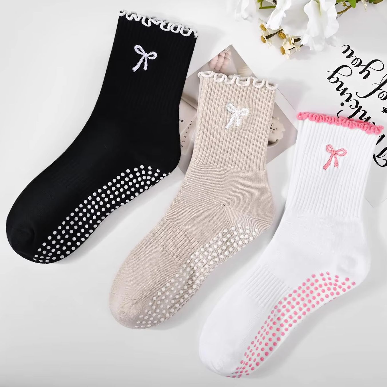 3 Pairs of Anti-Slip Grip Pila - Medias Para Pilates Y Yoga recension och pris