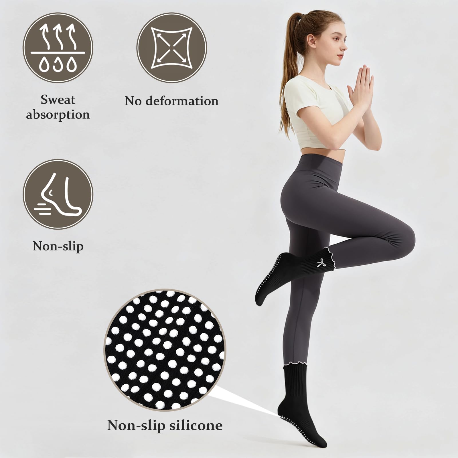 3 Pairs of Anti-Slip Grip Pila - Medias Para Pilates Y Yoga recension och pris