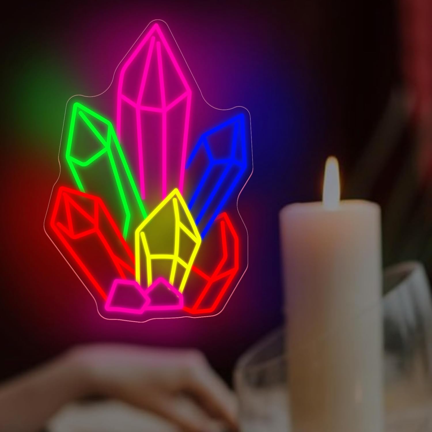 Crystals Stones Tarot Neon Sig - Pilates And Yoga Studio recension och pris